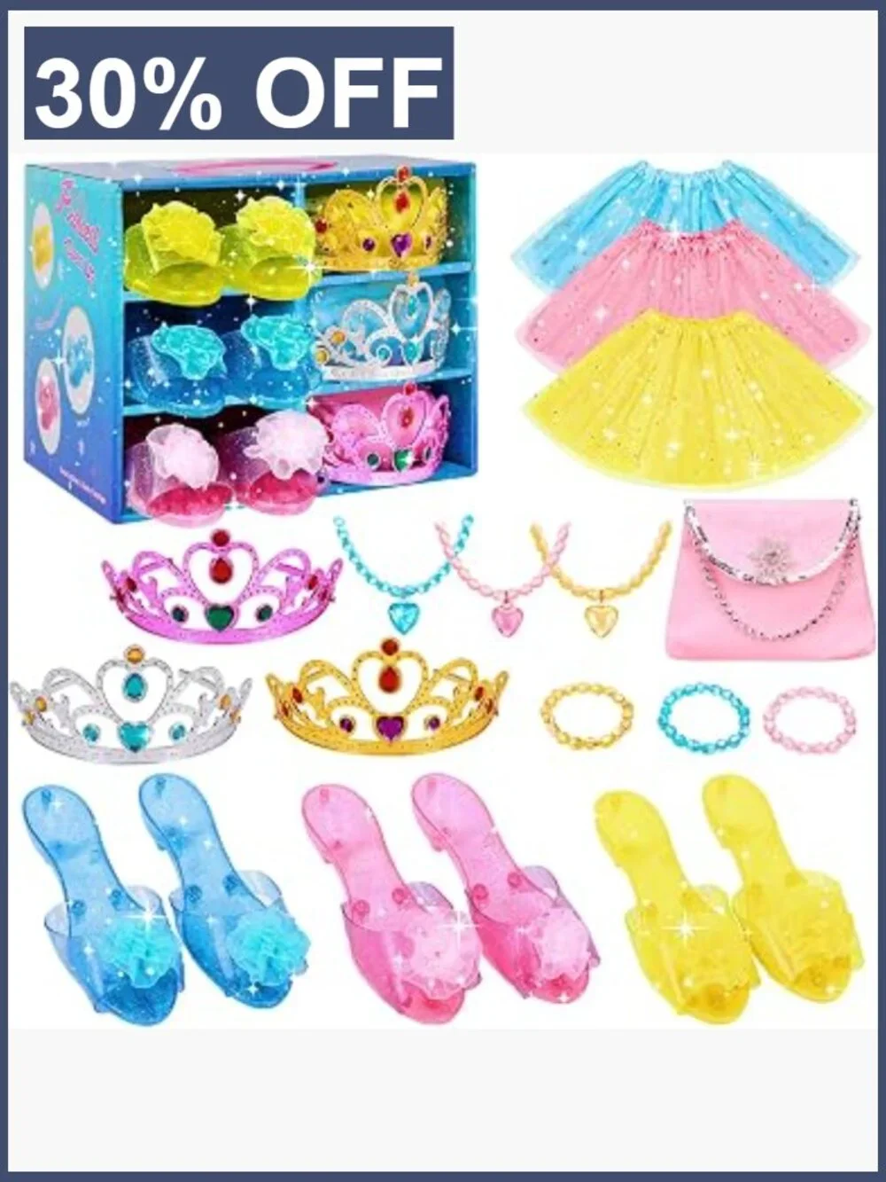 Princess Dress Up Set with Skirts Shoes and Accessories in Trunk